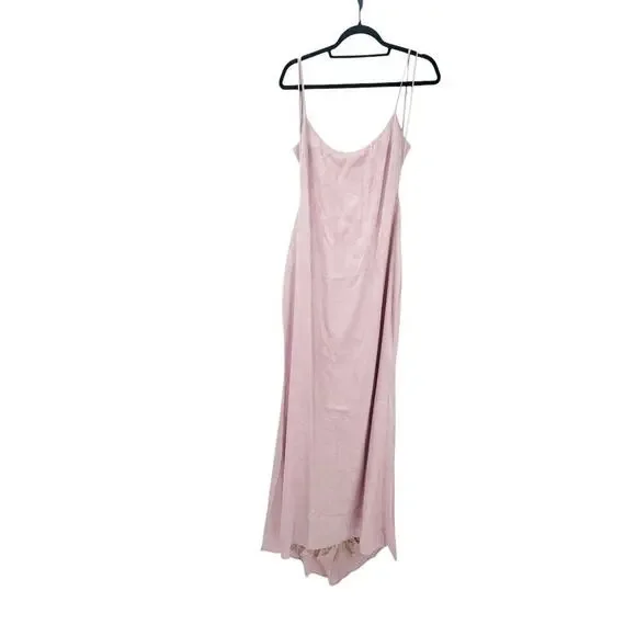 Reformation Satin Allium Maxi Dress Scoop Neck Open Back In Pink Size 10 NWT
